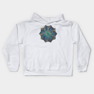 Galaxy artwork with geometric pattern and silver lines Kids Hoodie